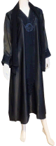 Abaya noire "Dubai" avec foulard tissu satine decore de strass au col