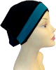 Bonnet tube habille noir assorti d'une bande bleue - vert lagon