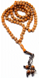 Chapelet "Sebha" marron clair a 99 grains avec decorations argentees