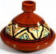 Tajine marocain de cuisson en terre cuite avec joli motifs (24 x 19 cm)