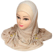 Hijab beige paillete avec boutons et chaines fines