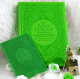 Pack Cadeau Vert clair : Le Saint Coran Rainbow et La citadelle du musulman (francais/arabe/phonetique) avec diffuseur de parfum