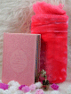 Coffret/Pack Cadeau Rose clair : Le Saint Coran Rainbow (francais/arabe/phonetique), Tapis de priere et Diffuseur de parfum