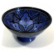 Saladier/Plat creux moyen en poterie peinte et decoree de couleur bleu