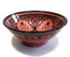 Grand Saladier / Plat creux en poterie peinte et decoree de couleur rouge