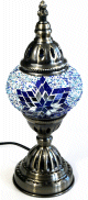 Lampe de table artisanale electrique en verre teintee ornee de mosaiques perlees