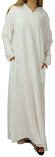 Robe Blanche manches longues avec capuche et poches (grande taille disponible)