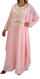 Robe orientale manches longues avec broderies - Couleur Rose
