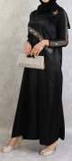 Abaya chic et moderne a strass et rubis multi-couleurs avec son foulard (echarpe assortie) pour femme voilee