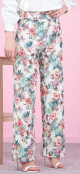 Pantalon femme imprime a fleurs vert