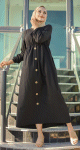 Robe longue boutonnee (Vetement mastour pour femme voilee) - Couleur noir