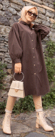 Chemise longue et ample pour femme (Vetement oversize pour hijab) - Couleur marron