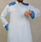 Qamis satine moderne de luxe pour homme - Couleur Blanc et bleu
