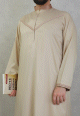 Qamis traditionnel elegant de qualite superieure tissu satine pour homme - Couleur beige