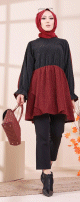 Tunique bicolore (Tenue pour femme voilee) - Couleur noir et bordeaux
