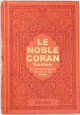 Le Noble Coran avec pages en couleur Arc-en-ciel (Rainbow) - Bilingue (francais/arabe) - Couverture Cuir de couleur orange dore