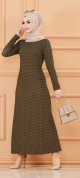 Robe longue a pois pour femme (Vetement hijab France) - Couleur kaki