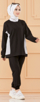 Ensemble décontracté et sport avec parties blanches (Vêtement pour femme voilée) - Couleur noir Ensemble decontracte et sport avec parties blanches (Vetement pour femme voilee) - Couleur noir