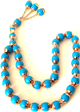 Chapelet "Sebha" de luxe bleu doree (33 perles / grains)