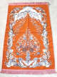Grand Tapis de priere avec decorations islamique tisse en chenille (sajjada) couleur orange