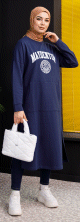 Robe - Tunique longue pour femme (Casual Hijab Outfit 2023) - Couleur bleu marine