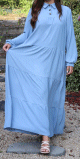 Robe longue evasee et ample pour femme - Couleur bleu ciel