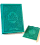 Cadeau pour musulman et musulmane : Le Saint Coran et la Citadelle du Musulman (francais/arabe/phonetique) - Couleur vert-bleu