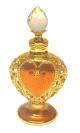 Parfum Musc Warda - Bouteille metallique doree coeur bronze blase sur amphore