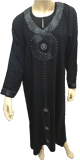 Abaya noire "Halima" avec decorations en cercles
