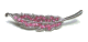 Broche argentee en forme de feuille ornee de strass roses